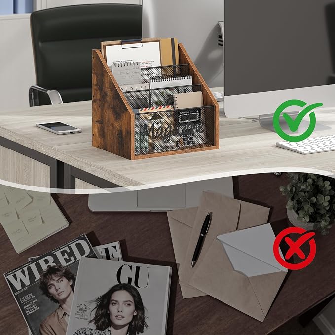 Magazine Holder, Wood Magazine Rack Floor, Mail Organizer Countertop, Magazine - Image 5
