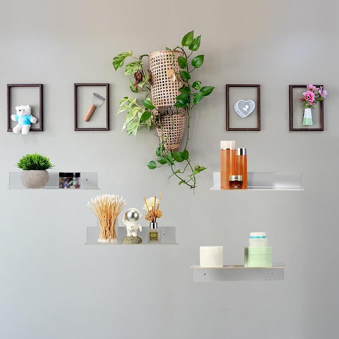 Blulu 8 Pcs Clear Acrylic Floating Shelves - Image 5