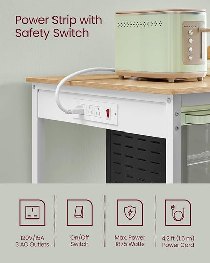 VASAGLE Kitchen Island with 3 Shelves, Kitchen Shelf with Power Strip, 23.6 x - Image 5