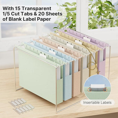 Wheat Straw Plastic Hanging File Folder Letter Size, 12 Pack Extra Capacity - Image 5
