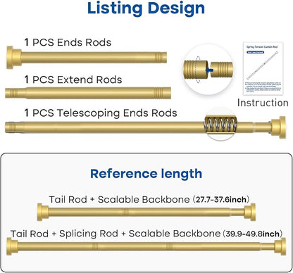 Tension Rod for Windows 28 to 48 Inch Spring Curtain Rods No Drilling 7/8" - Image 2