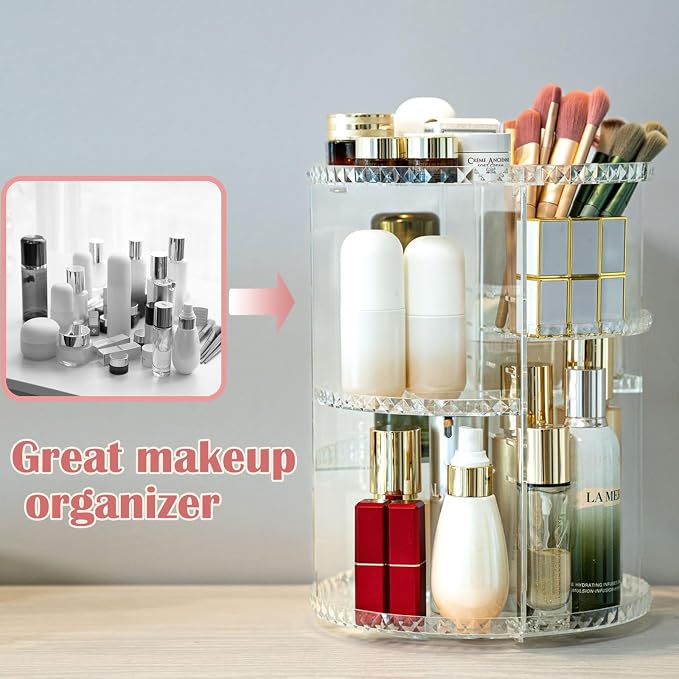 Rotating Makeup Organizer, DIY 8 Adjustable Layers Spinning Skincare Organizer - Image 2