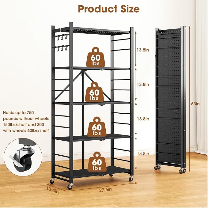 Fenbeli Foldable Shelves with Wheels - Image 3