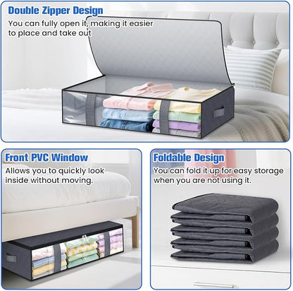 Under Bed Storage Containers, 2 Pack Blanket Storage Bags, Collapsible Storage - Image 4