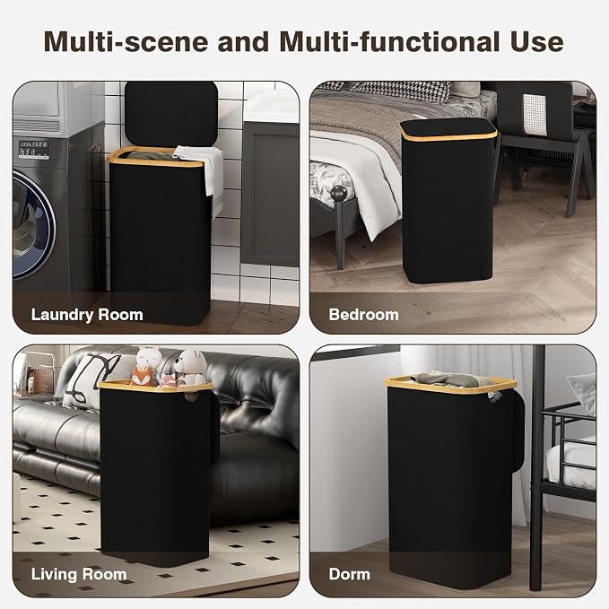 Bathola Laundry Hamper with Lid, Laundry Basket with Removable Bag, - Image 7