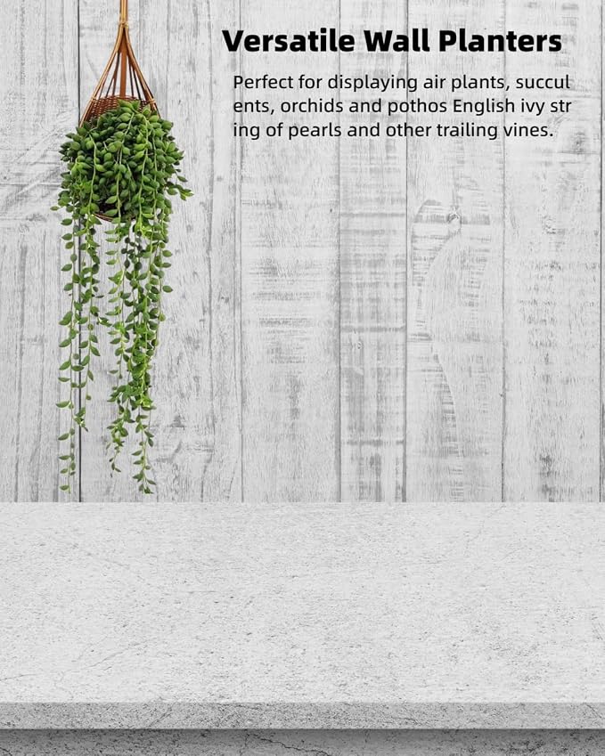 3 Pcs Hanging Orchid Planter: 4 Inch Handmade Bamboo Wall Plant Pot - Image 3