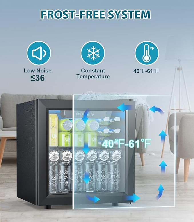 50 Cans Beverage Refrigerator Cooler, 1.3 Cu.ft Mini Fridge Countertop Drink - Image 6