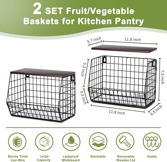 Wawocs Fruit Basket for Kitchen Counter 2 Tier Fruit Bowl, Stackable Wall - Image 8