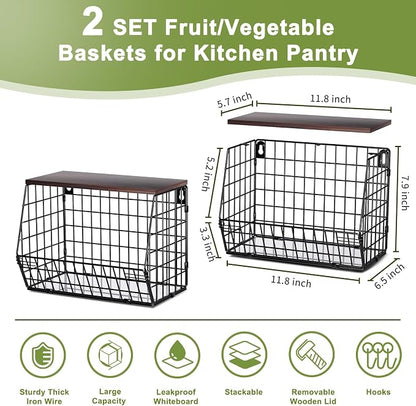 Wawocs Fruit Basket for Kitchen Counter 2 Tier Fruit Bowl, Stackable Wall - Image 8