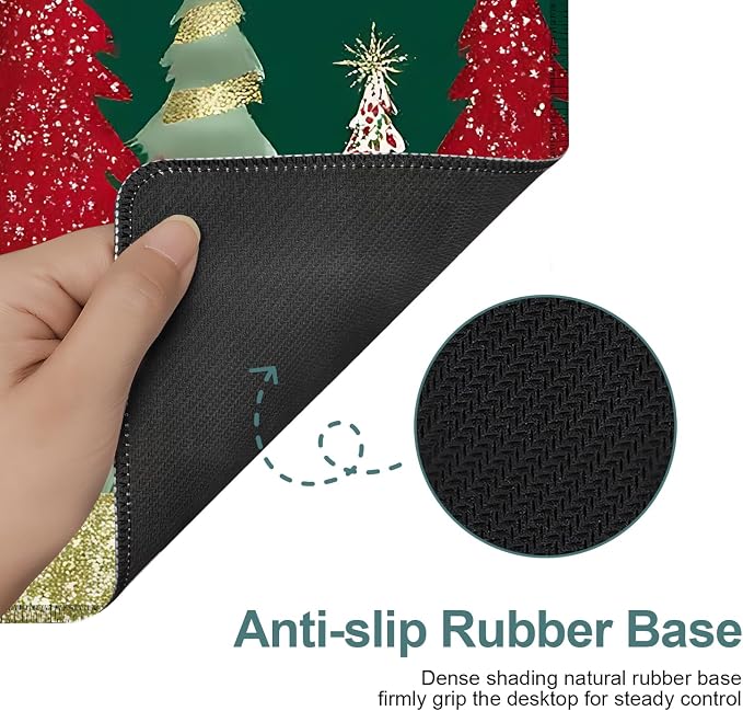 Christmas Tree - Green Gaming Mouse Pad 35.4"x15.7"Desk Mat Anti-Slip Rubber - Image 3