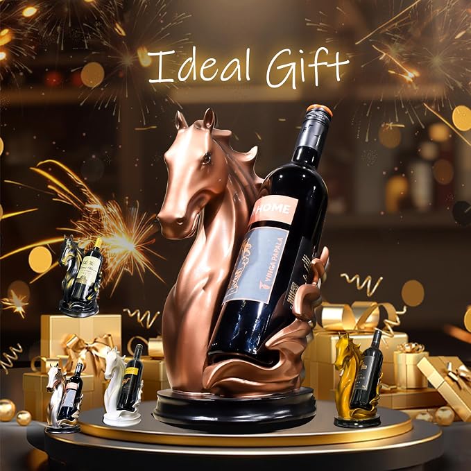 Wine Bottle Holder Wine Racks Tabletop Horse Statue as Home Kitchen Wine Cellar - Image 2