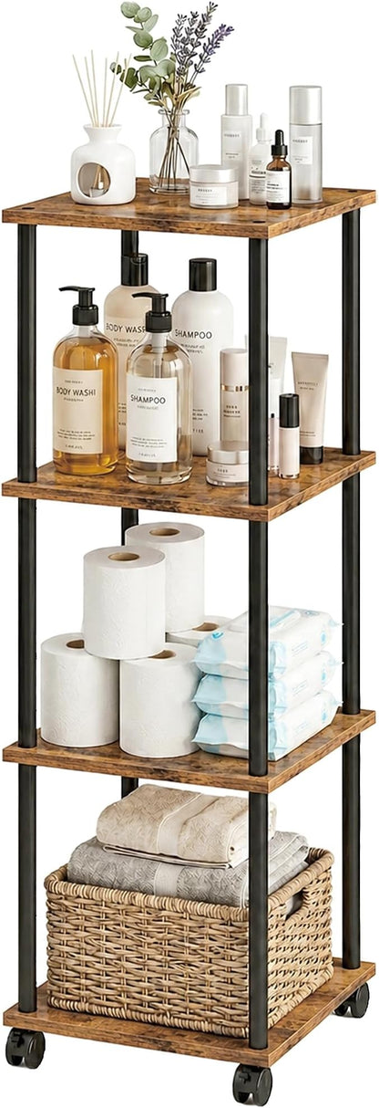 4-Tier 38.2" Tall Rustic Brown Bathroom Shelving Unit by GoodChoiceofGreenery