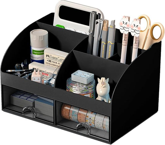 COMFYROOM Desk Organizer with 6 Compartments and 2 Drawers, Plastic Makeup by COMFYROOM
