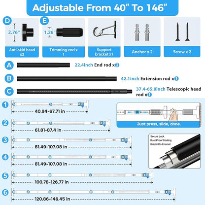AIZESI 41-144 Inch Heavy Duty Tension Curtain Rod - Image 4