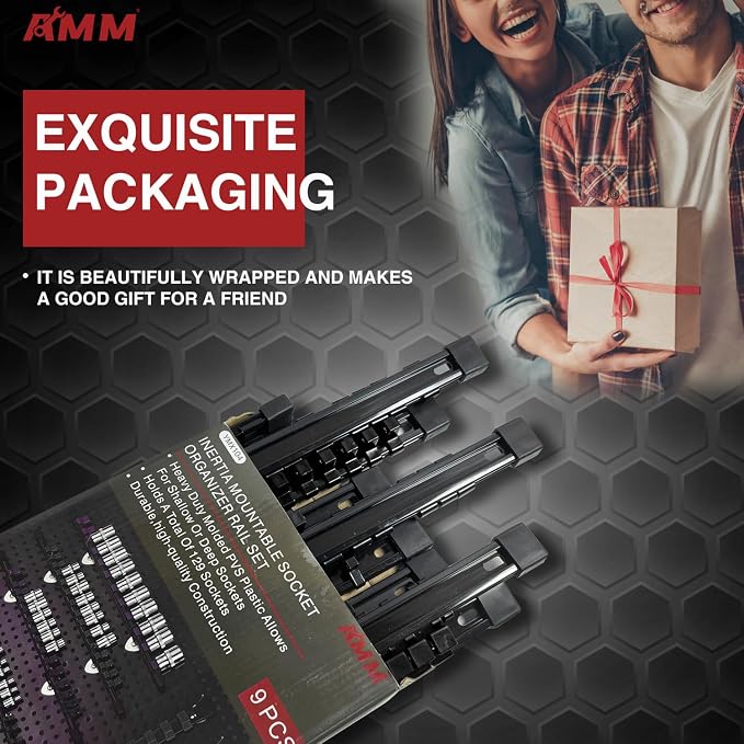 AMM 9-Piece Socket Organizer, 1/2 inch, 3/8 inch and 1/4 inch Drive ABS - Image 7