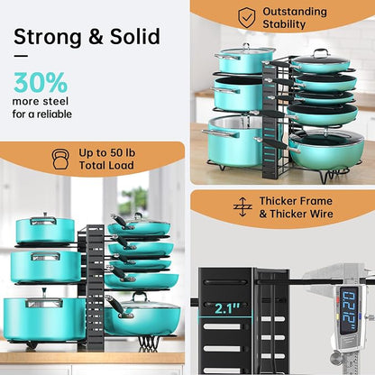 MUDEELA Pots and Pans Organizer Rack under Cabinet 16.61 Height, 8 Tiers - Image 3