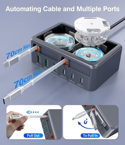 Upgraded 8-in-1 Retractable USB C Charger Block, 120W GaN Multi Charging - Image 7