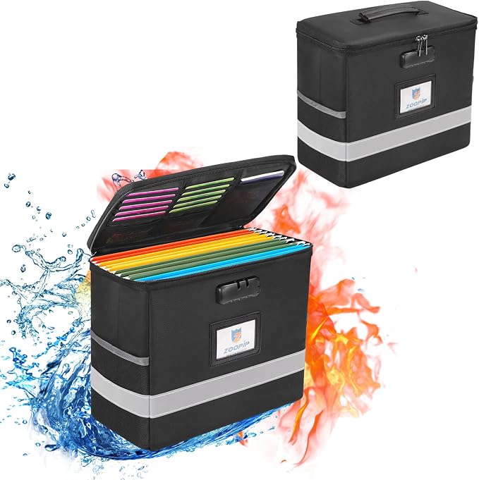 Fireproof File Box with Lock, Document Box Storage Organizer, Suitable by ZOOPIP