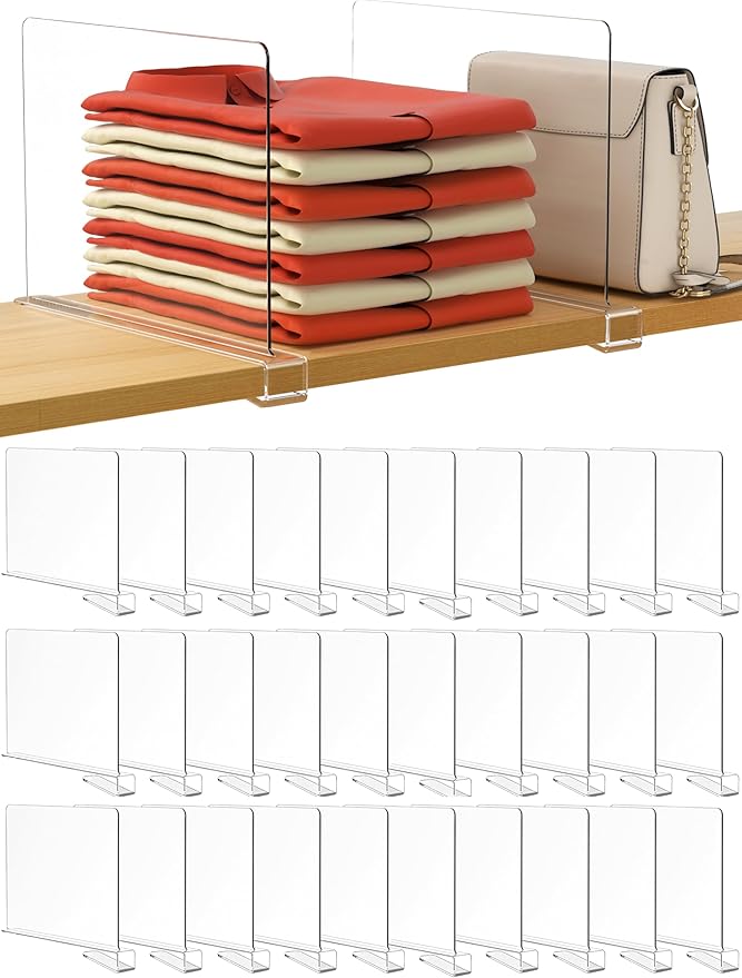 HBlife 30 Pack Clear Shelf Dividers, Vertical Purse Organizer by HBlife
