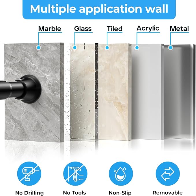 2Pcs Spring Tension Curtain Rod, No drilling Spring loaded Curtian rod - Image 4