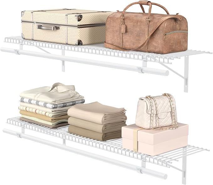 Wire Closet Shelving with Triangular Brackets & Hanging Rod, Hanging Rod by Supforce