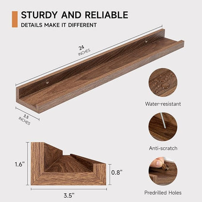 Fun Memories Picture Ledge Shelf, 24 Inch Floating Shelves Set of 2, Nursery - Image 3