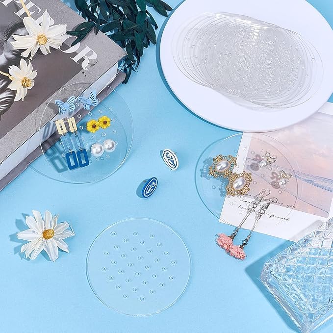 GOMAKERER 20 Pcs Acrylic Earring Display Cards, 32 Holes Portable Stud Earrings - Image 4