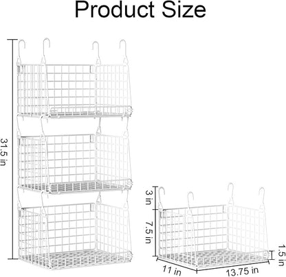 PUPPYCUTE 3-Pack Laundry Room Organization and Storage, Hanging Wire Basket - Image 3