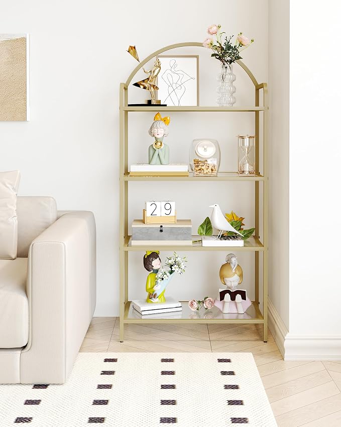 Hzuaneri Bookcase Bookshelf, Tempered Glass Bookshelves | Slim Shelving Unit - Image 8