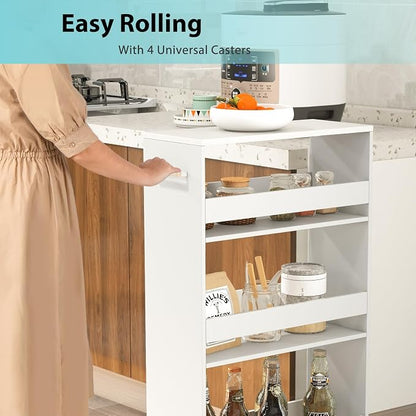 POWERSTONE 4-Tier Slim Storage Cart, Narrow Kitchen Rolling Cart w/Handle & - Image 4