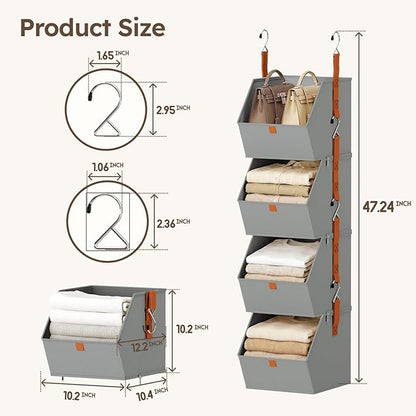 Homsorout Hanging Closet Organizer 4 Tier - Image 7
