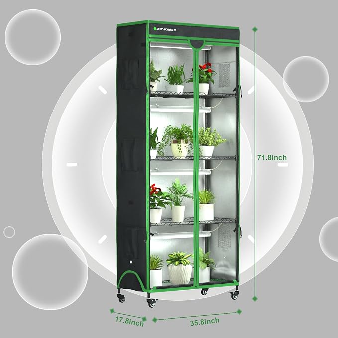 Indoor Greenhouse with Grow Light, Mini Greenhouse with Cover | 5-Tier Plant - Image 3