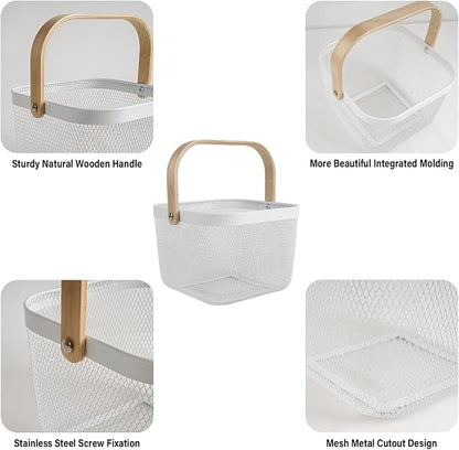 Metal Mesh Steel Harvest Basket, Wire Garden Basket - Image 3
