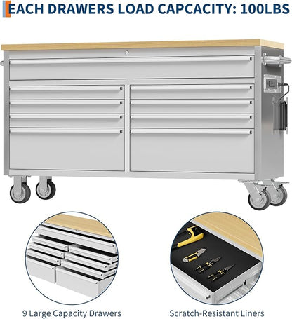 61-Inch Heavy-Duty Rolling Tool Chest & Mobile Workbench - Image 4