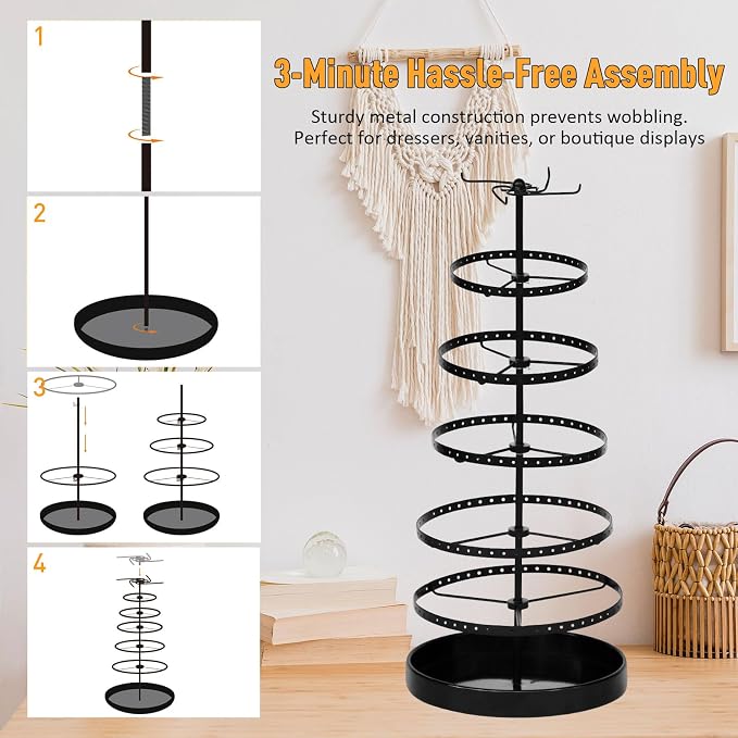 17Dec 6 Tier Rotating Jewelry Organizer Stand, 230 Holes Earring Holder - Image 5