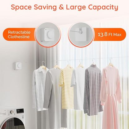 Retractable Clothesline Indoor, Non-Sagging Outdoors Clothesline Retracting - Image 2