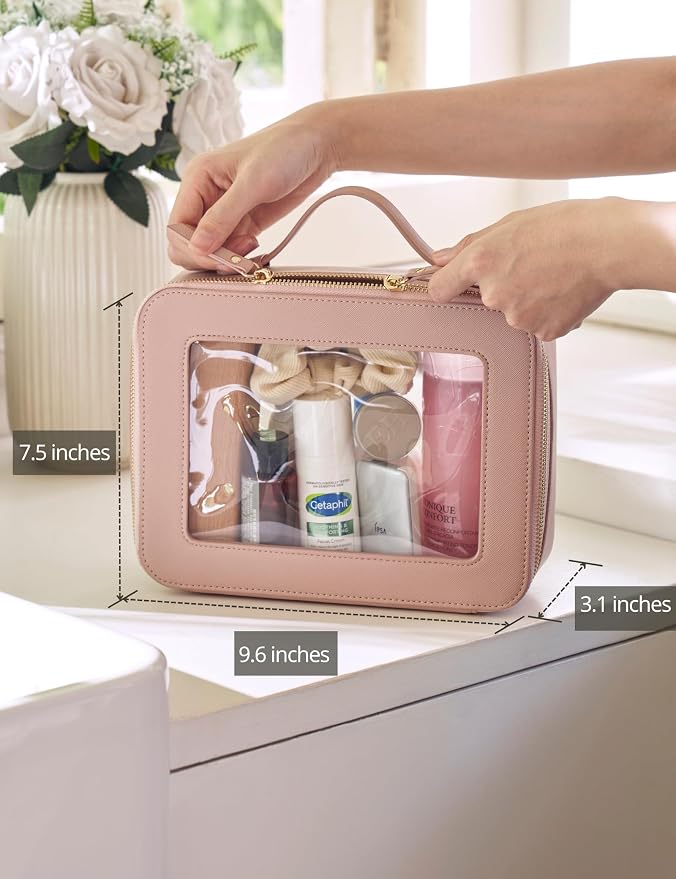 Popvibe Clear Makeup Bag Travel Cosmetic Case Transparent Toiletry Bag - Image 3