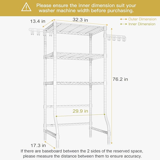 Ulif U8 Medium Laundry Room Storage Organizer, Over the Washer and Dryer - Image 3