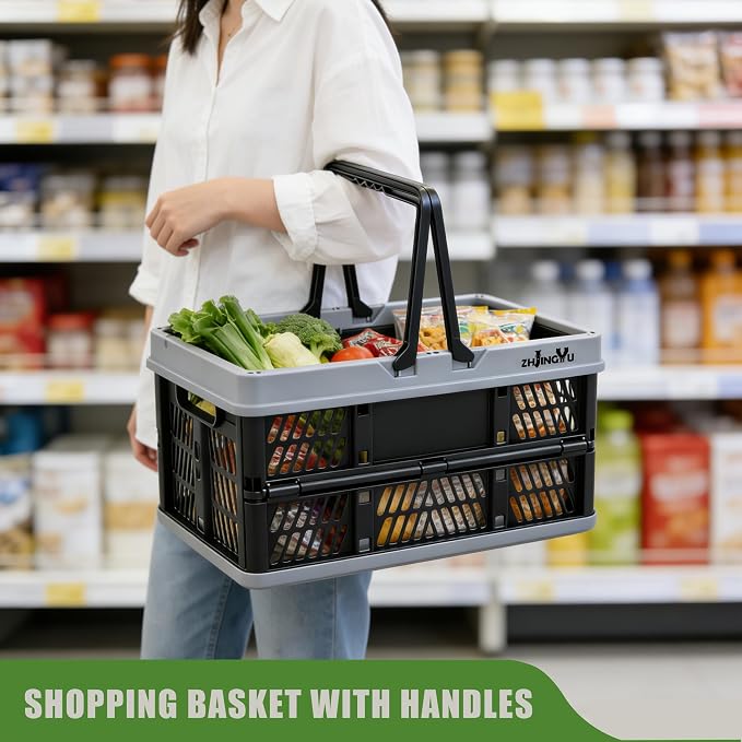 20L Plastic Basket with handles, foldable crate with Handles - Image 2