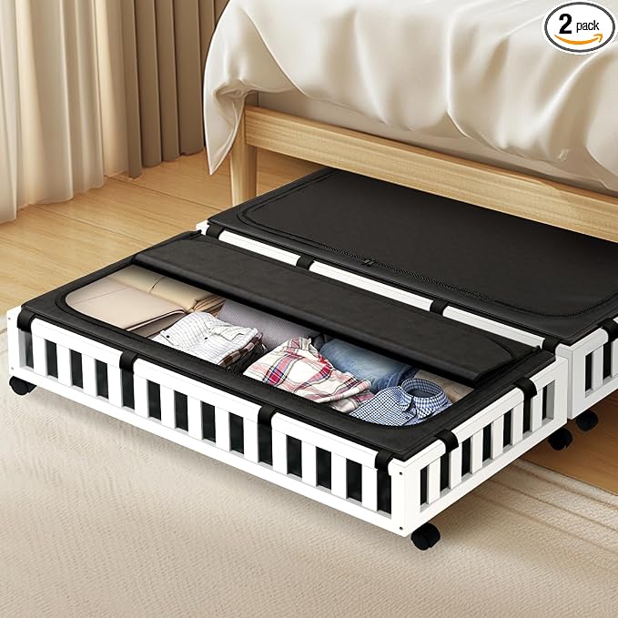 2 Pack Bamboo Under Bed Storage by GASHELL