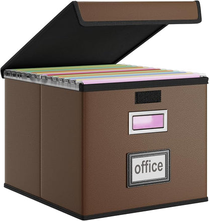 File Organizer Box with Lids, Collapsible File Folder Organizer | File Box with by Huolewa