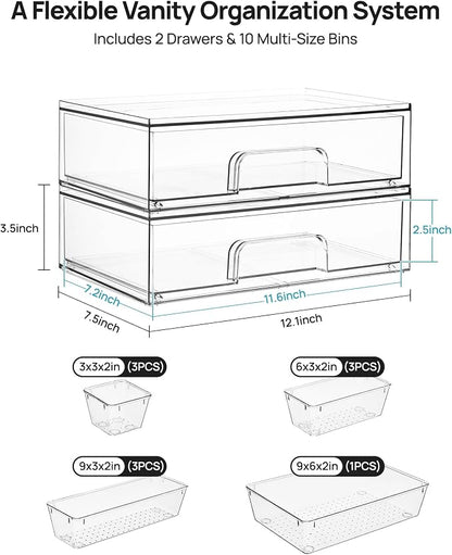 Vtopmart 12-Pack Clear Makeup Organizer Set - Image 2