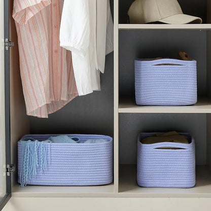 3-Pack Storage Baskets for Organizing | Woven Shelf Toy Basket | Rope Baskets - Image 2