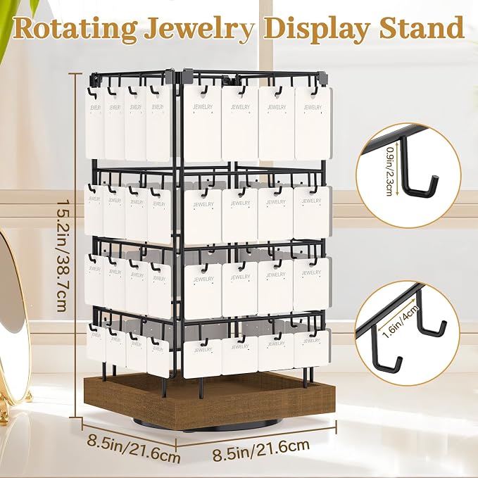 MODOWEY 360 Rotating Earring Cards Organizer Holder Stands - Image 2