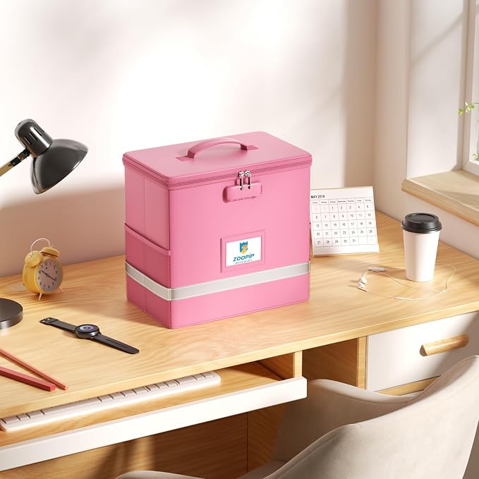 Fireproof File Box with Lock, Collapsible Document Organizer, Reflective Strip - Image 5