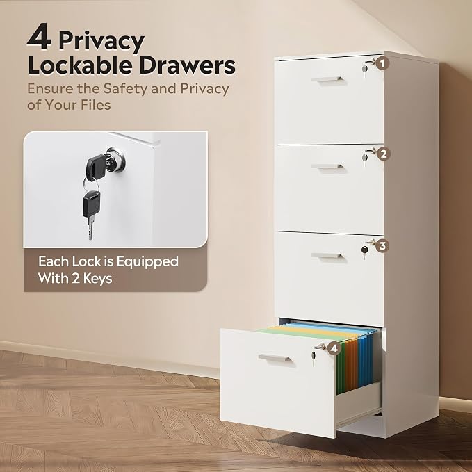 DEVAISE 4 Drawer Vertical File Cabinet, Wood Filing Cabinet - Image 6