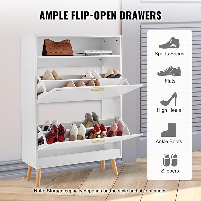 VEVOR Shoe Storage Cabinet for Entryway, 31.5" D x 9.4" W x 47.3" H - Image 5