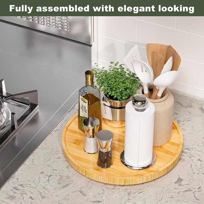 Lazy Susan Organizer, 13.2 Inch Non-Skid Bamboo Lazy Susan - Image 2