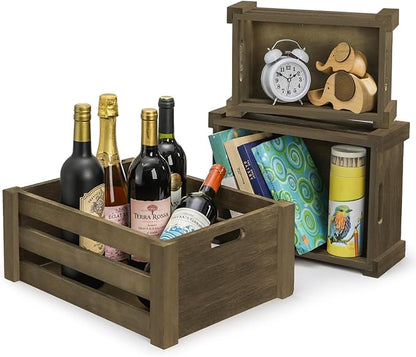 Lawei Set of 3 Wood Nesting Storage Crates - Image 5