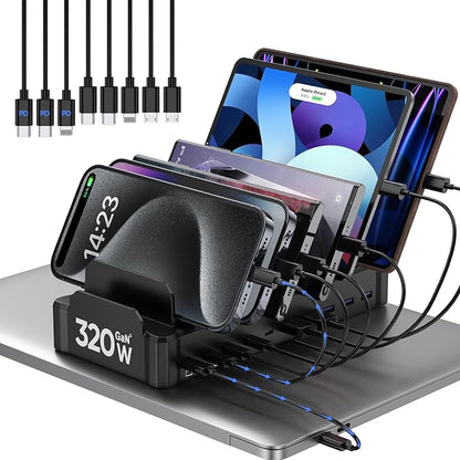320W Charging Station for Multiple Devices, Zobirez 10-Port USB C Fast Charger by Zobirez